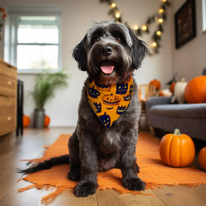 Raisingwell Halloween Dog Bandanas - 2 Pack Bat & Pumpkin Pattern Dog Bibs - Reversible, Washable & Durable - Suitable for Small to X-Large Breeds - Unisex