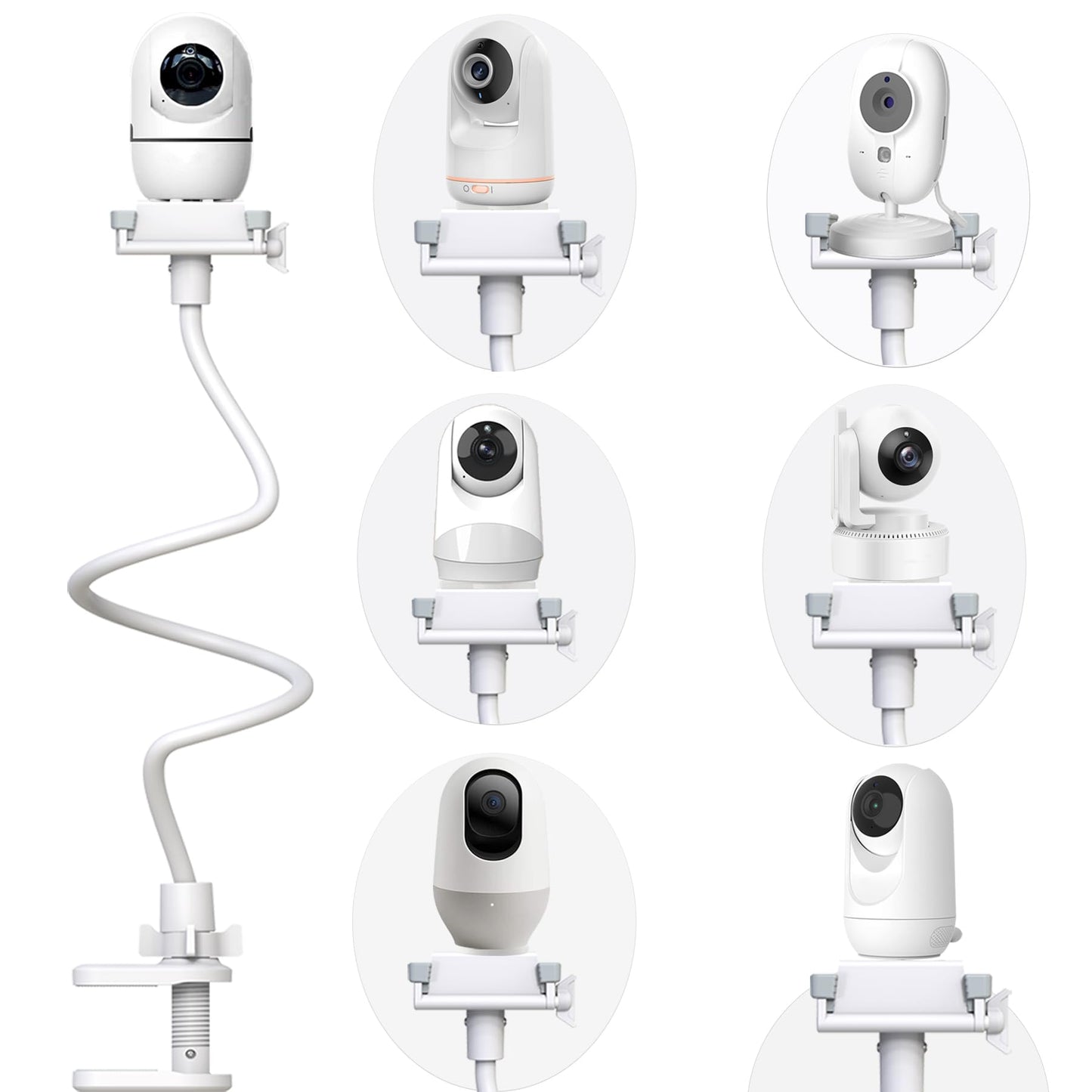Derebir Baby Camera Holder Baby Monitor Mount Stand Compatible with HelloBaby/Blemil/jeeber/nooie/momcozy/GHB/BOIFUN/Motorola/BT/Dr.Care/Adjustable Flexible Monitor Stand Baby for Most 1/4" Camera