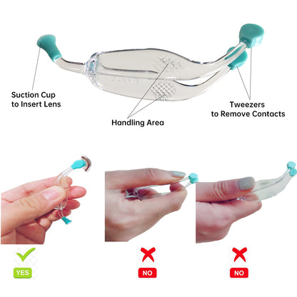 AITIME Soft Contact Lenses Remover and Insertion Tool, Contact Tweezers and Soft Silicone Scoop for Girls with Long Nails, Gift for Contact Lens New User (Green)