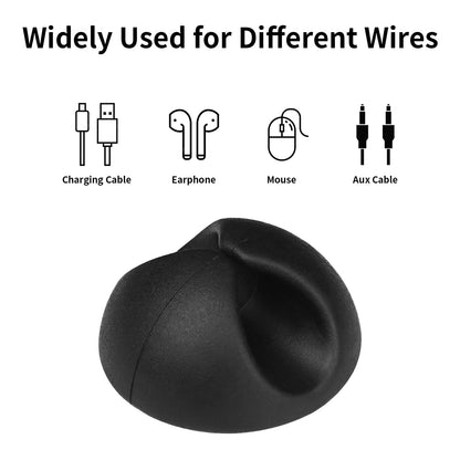 Flezoo Cord Holder Cable Clips, 12PCS Black Adhesive Cord Organizer Charger Holder Wire Management Keeper for Nightstand, Desk, Office or Mouse