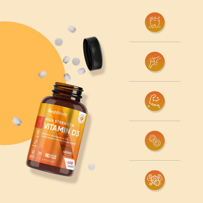 Vitamin D3 4000IU | 400 Tablets | 1+ Year Supply | 6mm Micro Vitamin D Tablets | Easy to Swallow VIT D | One A Day Supplement | Made in The UK | Magnesium Stearate-Free | Vegetarian Friendly