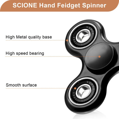 SCIONE Fidget Spinner Sensory Hand Fidget Toy Anxiety Stress Relief Party Bag Fillers for Kids Adults Goodie Bag Stuffers (Black)