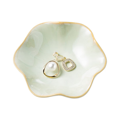 Jewelry Dish Tray, Ring Dish, Ceramic Trinket Tray, Key Bowl, Decorative Plate, for Friends Sisters Daughter Mother(Light Green)