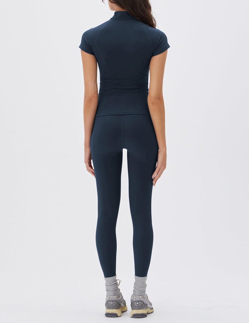 Lviefent Womens Lightweight Full Zip Active Running Track Jacket Workout Short Sleeve Top Slim Fit Yoga Sportswear (Navy-S)