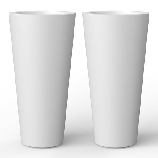 Kante Tall Concrete Planter (Set of 2), 15.8 Inch Height Large Flower Pot for Indoor Outdoor Plants, Suitable for Home, Patio, Garden, Porch, White