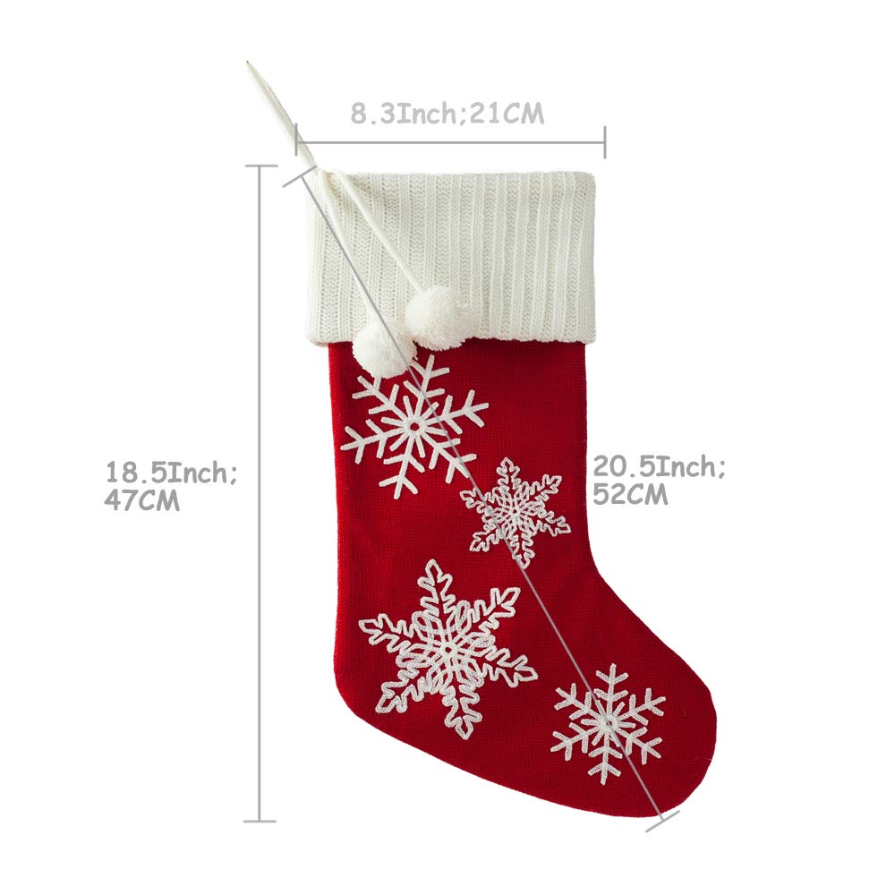 S-DEAL Christmas Stockings 20.5 Inches Wool Gift Filler Holder with White Pompoms for Xmas Party Decorations