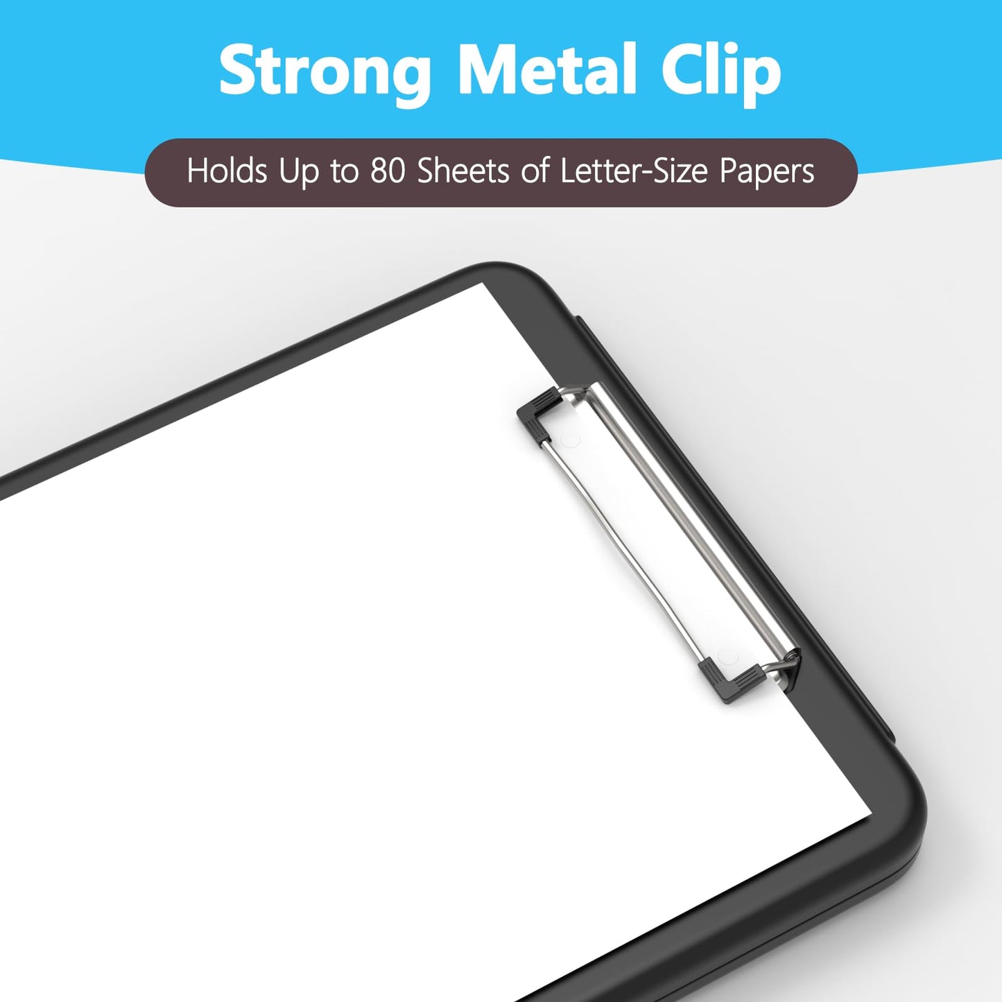 Clipboard with Storage, 8.5 x 11 Storage Clip Board with Low Profile Clip, Heavy Duty Nursing Foldable, Suitable for Classroom, Teacher, Coaches, Office School Supply(Black)