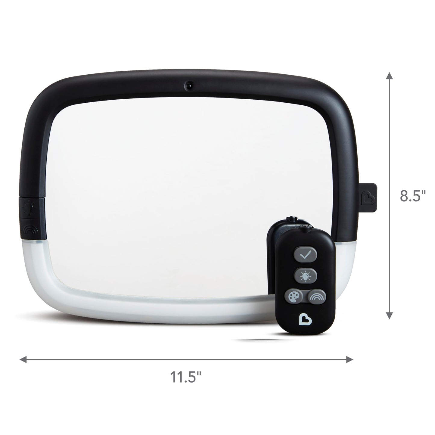 Munchkin Baby Car Mirror for Rear Facing Car Seats, Night Light LED Pivot 360 Baby in-Sight Adjustable Auto Mirror, Black