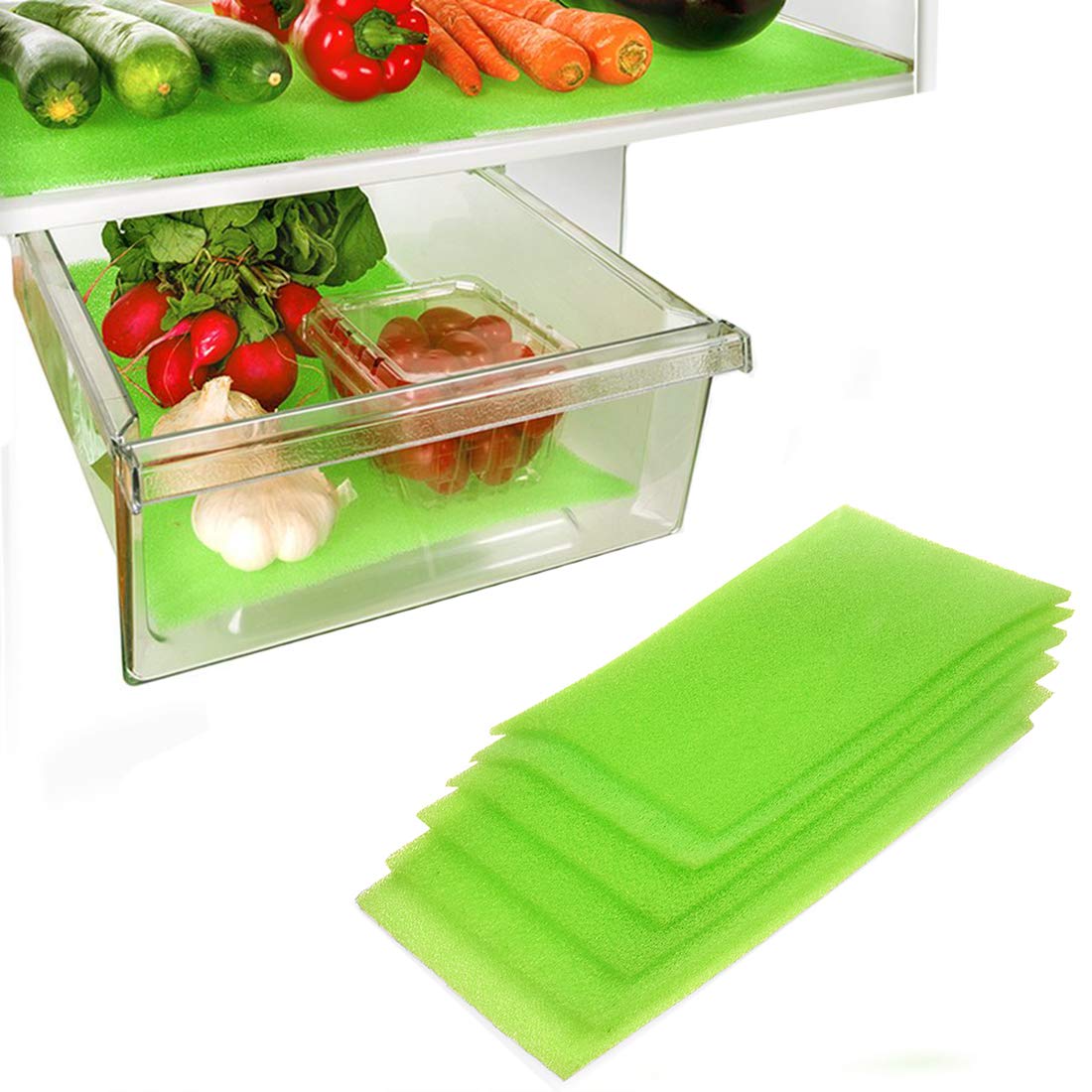 Dualplex® Fruit & Veggie Life Extender Liner for Fridge Refrigerator Drawers, 6 x 16.5 Inches (6 Pack) – Extends The Life of Your Produce & Prevents Spoilage
