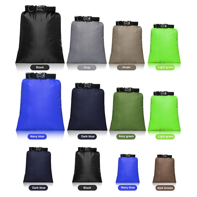 Shappy 12 Pcs 6/12 Pcs Waterproof Dry Bags, Lightweight Outdoor Waterproof Dry Stuff Sacks 15/8/5/4/3/2 L and Long Adjustable Shoulder Strap for Kayaking Rafting Boating Hiking Camping (Dark)