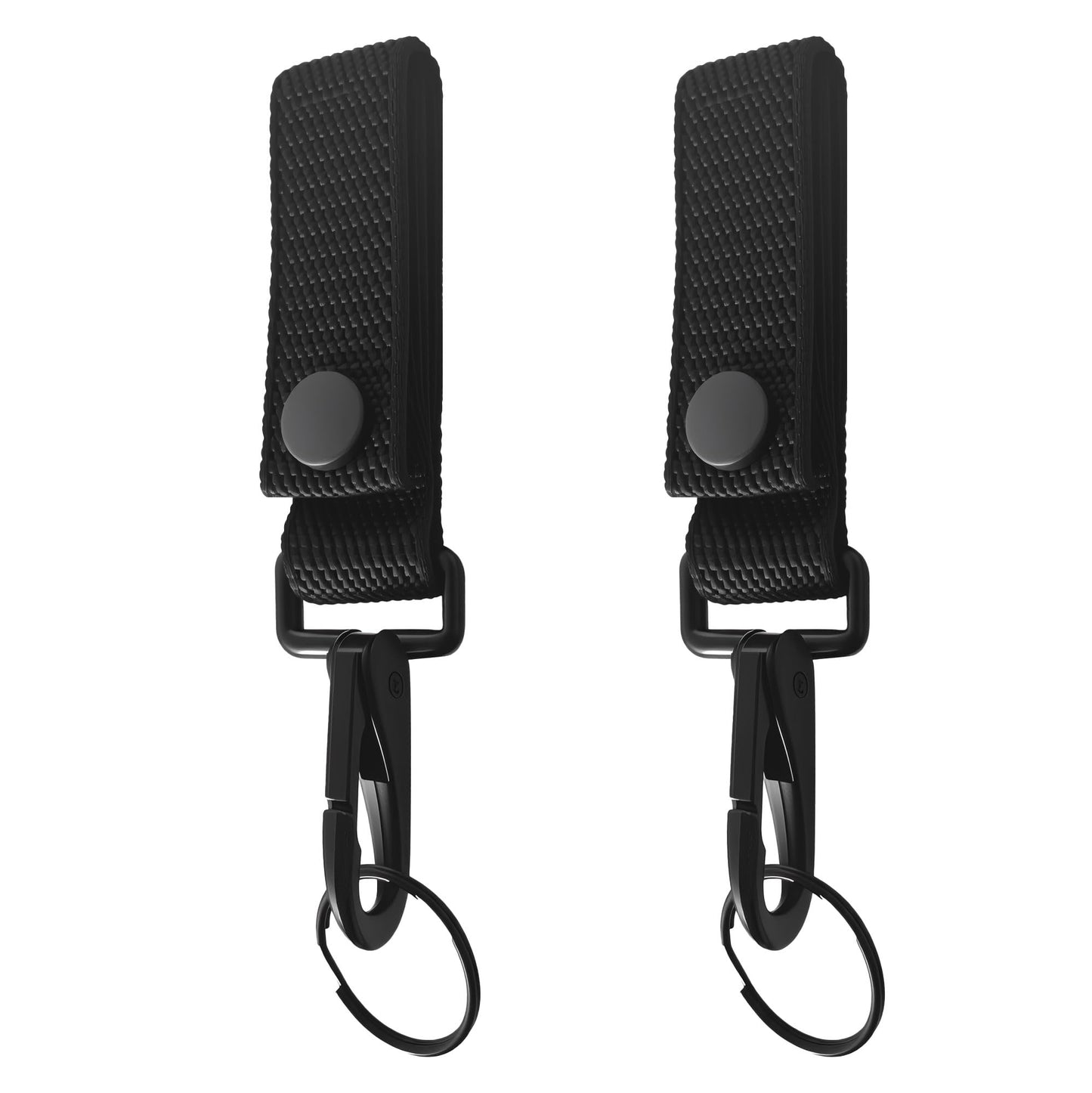 Heavy Duty Belt Keeper Clip Key Holder for Duty Belt with Metal Snap Hook, Key Ring, Police Equipment Accessories, 2 Pack