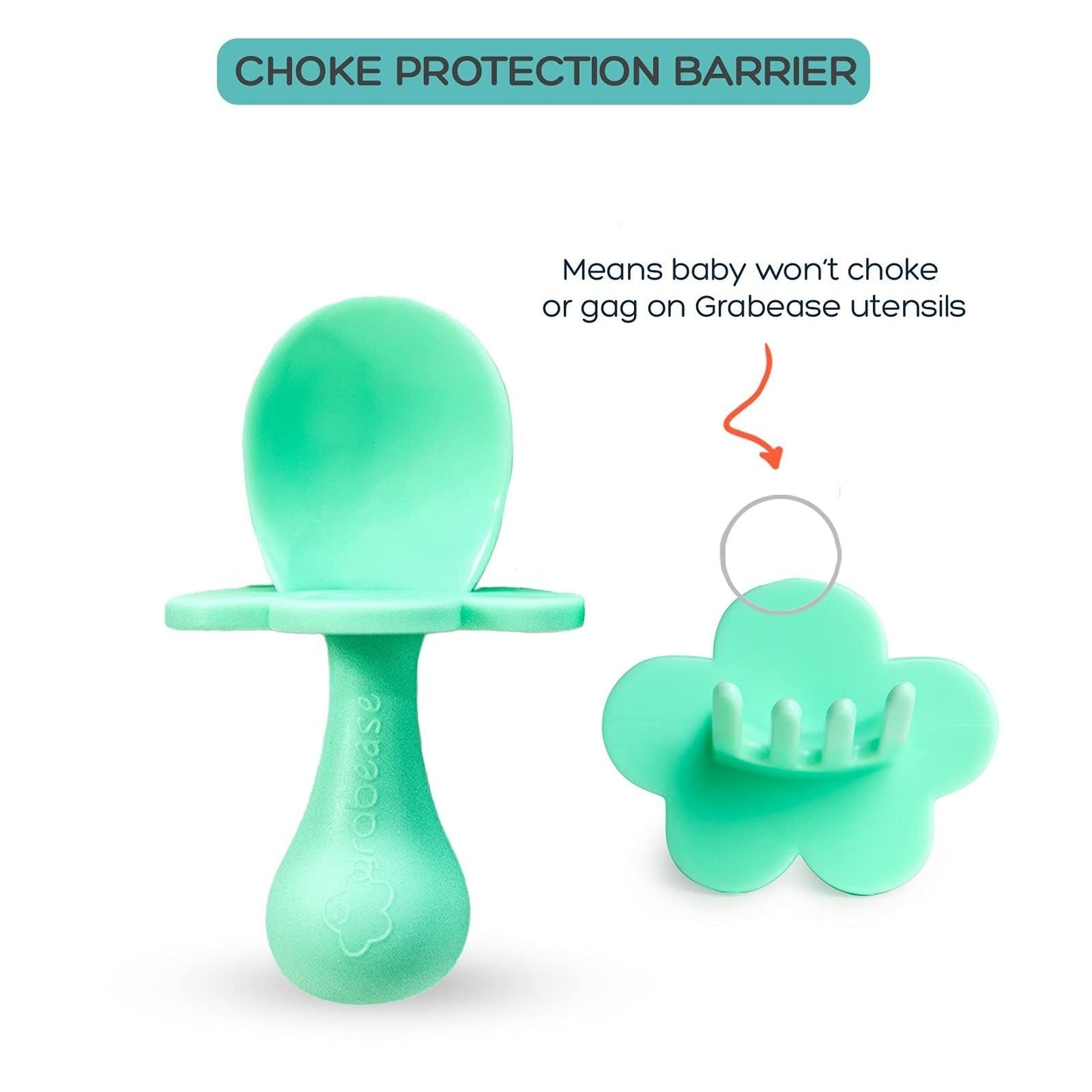 Grabease Baby & Toddler Spoons - Silverware, Utensils, BPA-Free & Phthalate-Free - 1 Set, Mint Baby Spoons - Toddler Utensils 1 Year Old