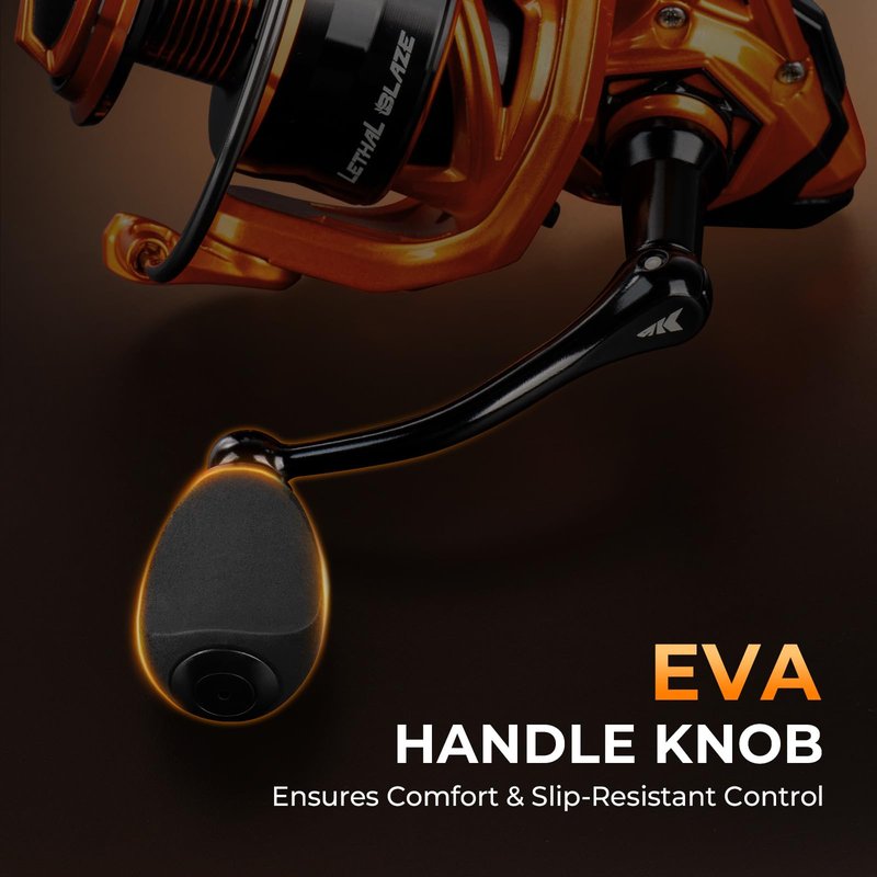 KastKing Lethal Blaze Spinning Fishing Reel, 17.6LBs Max Drag, 5.2:1 Gear Ratio, Ultra-Smooth Freshwater & Inshore Spinning Reel, CNC Aluminum Spool, Ideal for Bass & Trout Fishing