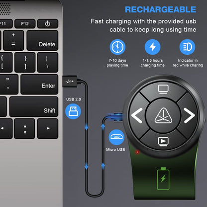 AMERTEER Bluetooth Wireless Presentation clicker for PowerPoint presentations, RF 2.4GHz Finger Ring Remote, PPT Slides Rechargeable