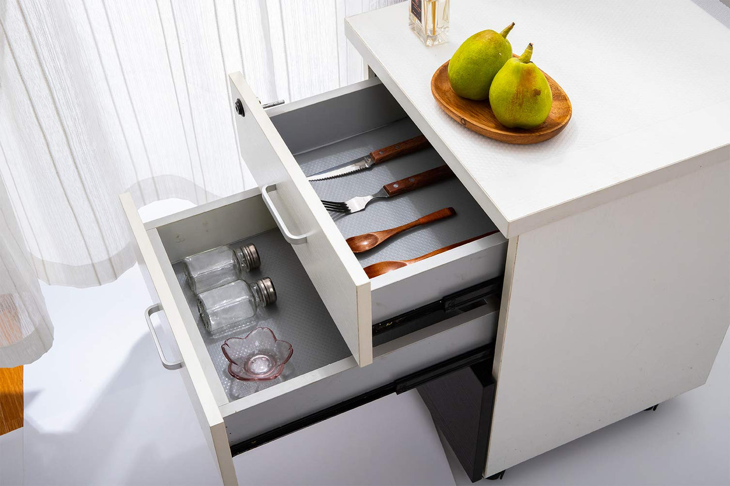 Bloss 8PCS Refrigerator Mats,Washable Fridge Liners and Mats New Home Must Haves Refrigerator Shelf Liners for Glass Shelves Kitchen Gadgets Accessories Refrigerator Organization-Grey