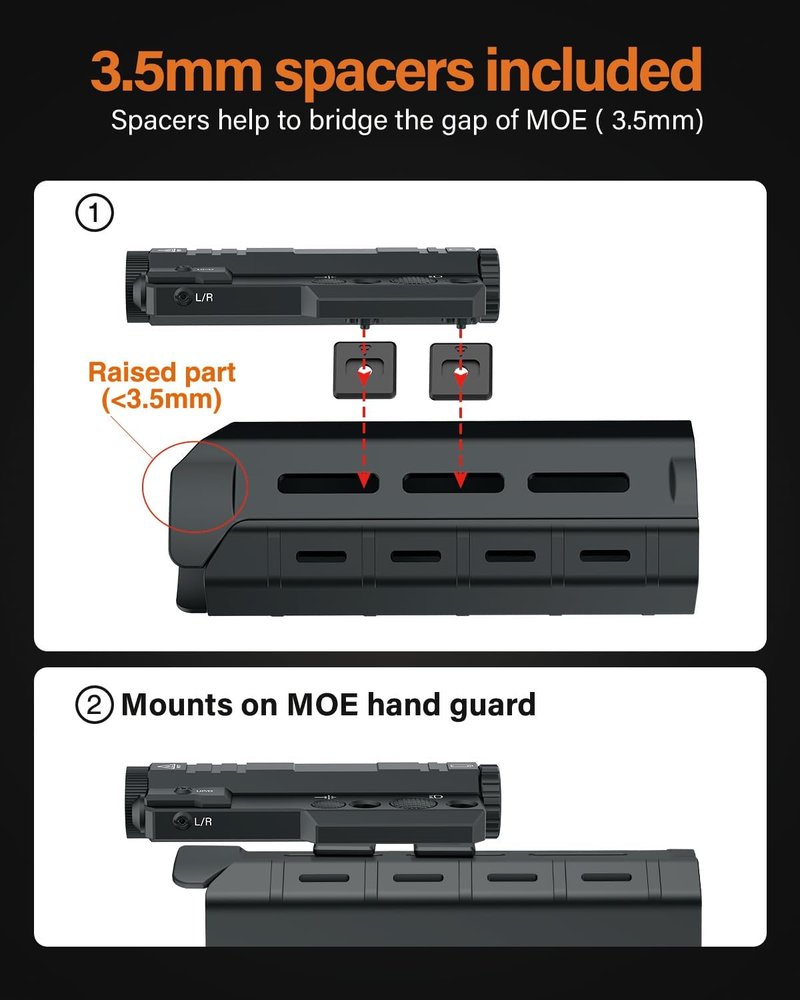 ToughSoul Mlok Flashlight Laser Sight Combo - 1450 Lumen Brightness with Green Laser & Strobe Function | Replaceable Battery Included