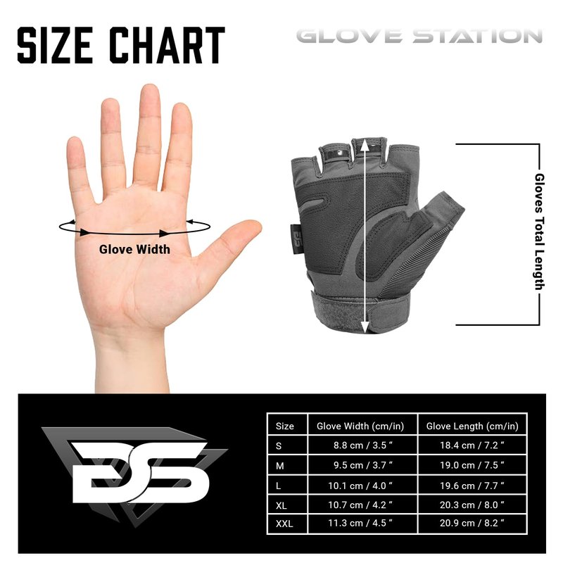 Glove Station Fingerless Knuckle Gloves for Men - Motorcycle Gloves for, Airsoft, Hunting, Work and Hiking - Gray, X-Large