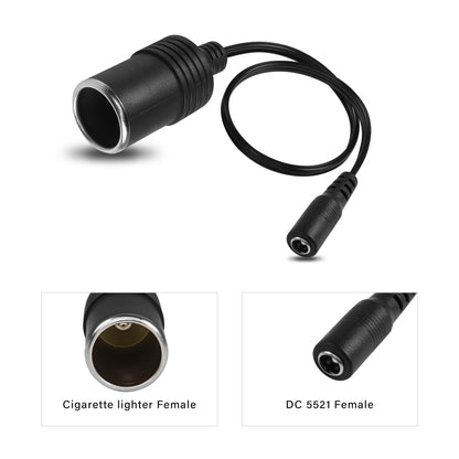 GINTOOYUN Cigarette Lighter Power Supply Cable，12V Car Cigarette Lighter Female to DC 5.5mm x 2.1mm Female Plug Adapter for Car Charger,Car Refrigerator,Car Vacuum Cleaner etc(1ft 30cm)