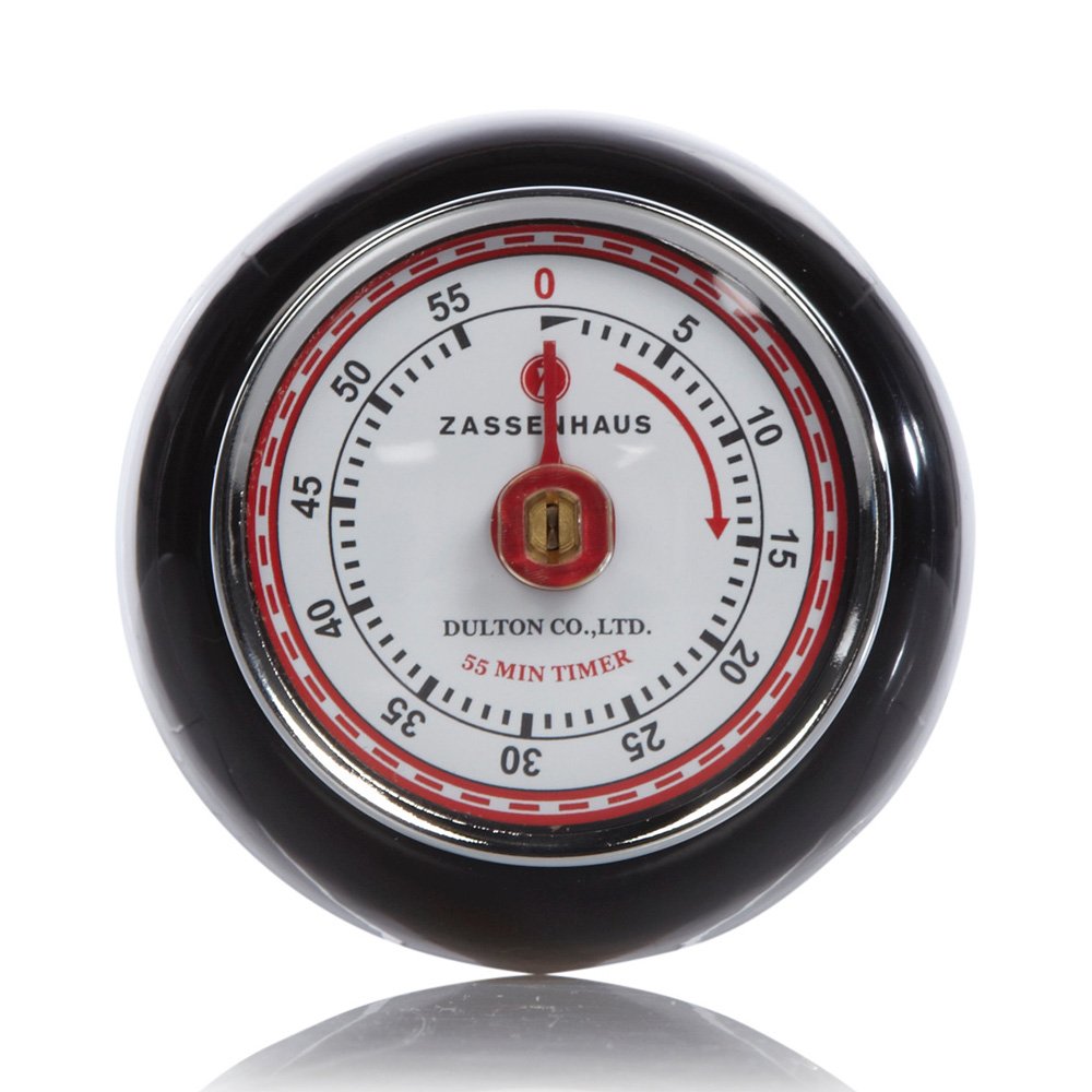 Zassenhaus Magnetic Retro Kitchen Timer, Classic Mechanical Cooking Timer (Black)