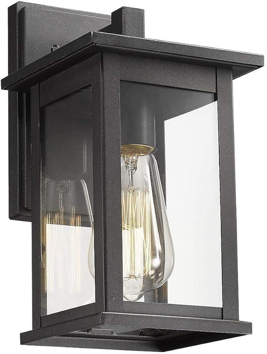 Bestshared Outdoor Wall Sconce, Exterior Lighting Fixture, Anti-Rust Outdoor Wall Mounted Light, Black Carriage Lantern Lamp, Outside Porch Light with Clear Glass for Home, Garage (Black, 1 Pack)