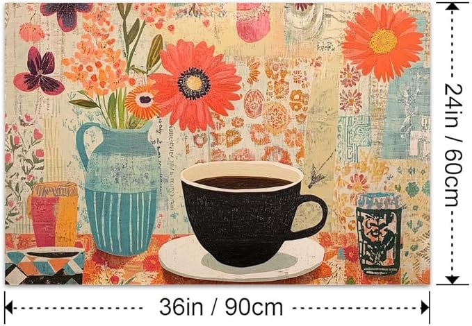 Yesad Vintage Coffee Art Print, Coffee Bar Décor Kitchen Art Canvas Wall Art Pictures Poster Prints Retro Décor Home Décor for Living Room Farmhouse Dining Room Wall Décor (Unframed,36”x24”, Coffee8)