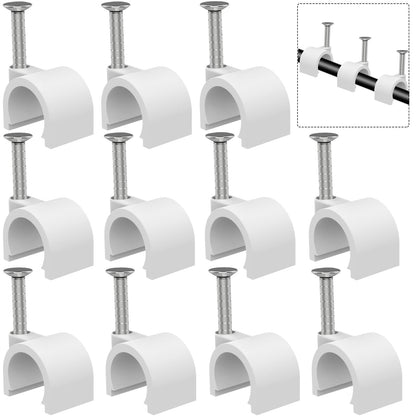 Cable Clips 10mm Nail in Cable Holder Clip 100 Pcs Wire Clips Speaker Tacks for Cords Coax Clamps Ethernet Cord Tacks RG6 RG59 CAT6 RJ45 Wall Wire Organizer