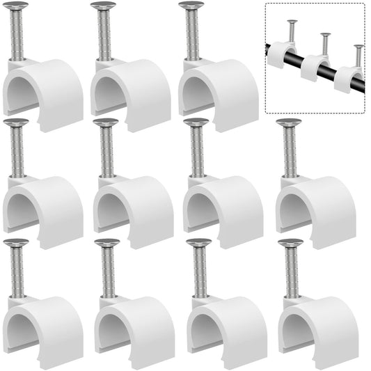 Cable Clips 10mm Nail in Cable Holder Clip 100 Pcs Wire Clips Speaker Tacks for Cords Coax Clamps Ethernet Cord Tacks RG6 RG59 CAT6 RJ45 Wall Wire Organizer