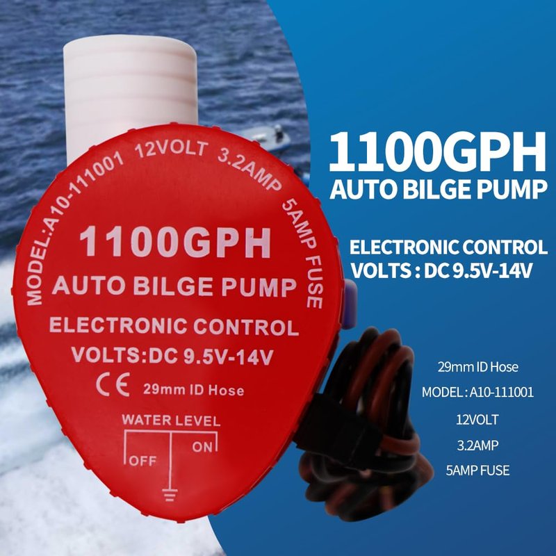 YQMIGU Automatic Bilge Pumps For Boats 12V,1100GPH Flow Rate, Simple And Reliable Design, Suitable For Yachts, Fishing Boats, And Waterlogged Areas In Households