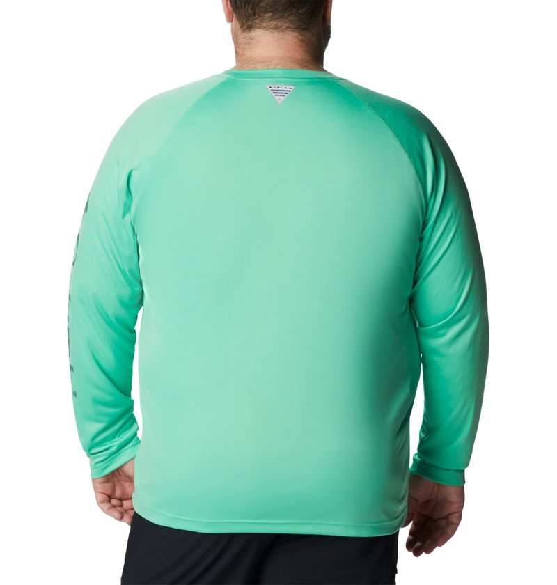 Columbia Men's Terminal Tackle Long Sleeve Fishing Shirt, Light Jade/Metal Logo, Large