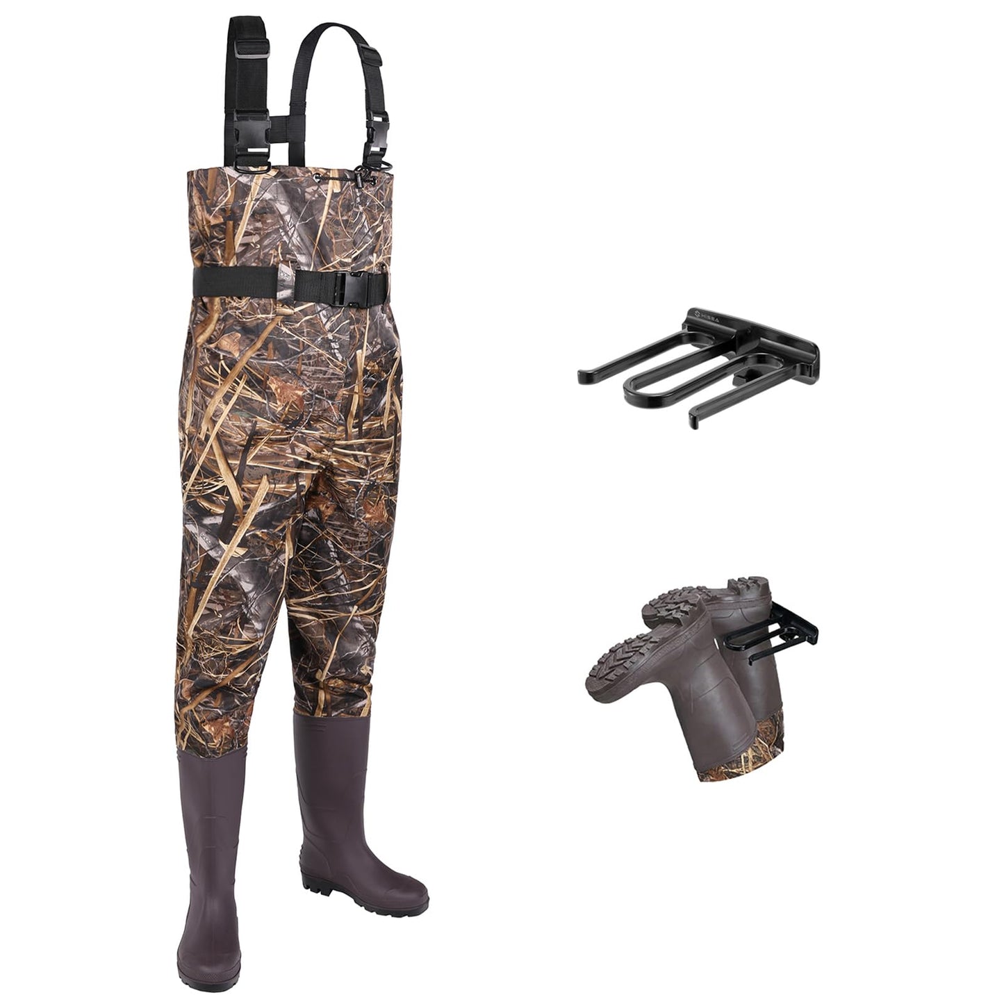 FISHINGSIR Fishing Waders for Men, 2-Ply Nylon/PVC Waterproof Women Chest Wader with Boots, Bootfoot Hunting Waders Camo