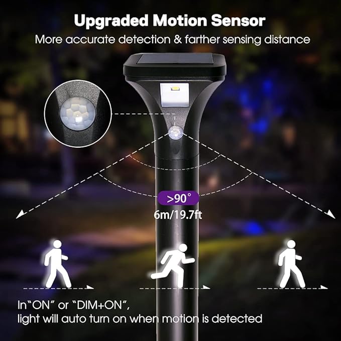 LED Solar Powered Motion Sensor Pathway Lights, Battery Powered Outdoor Waterproof Motion Detector Walkway Light, Use for Your House's Yard Backyard Driveway Sidewalk Path Garden etc.(2 Pack)