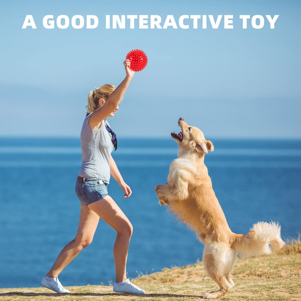 12cm Squeaky Dog Balls Toys for Medium Large Dogs 4 Pack Indestructible Dog Toys for Aggressive Chewers Spike Dog Balls for Clean Teeth and Training Dogs Toys for Boredom and Stimulating