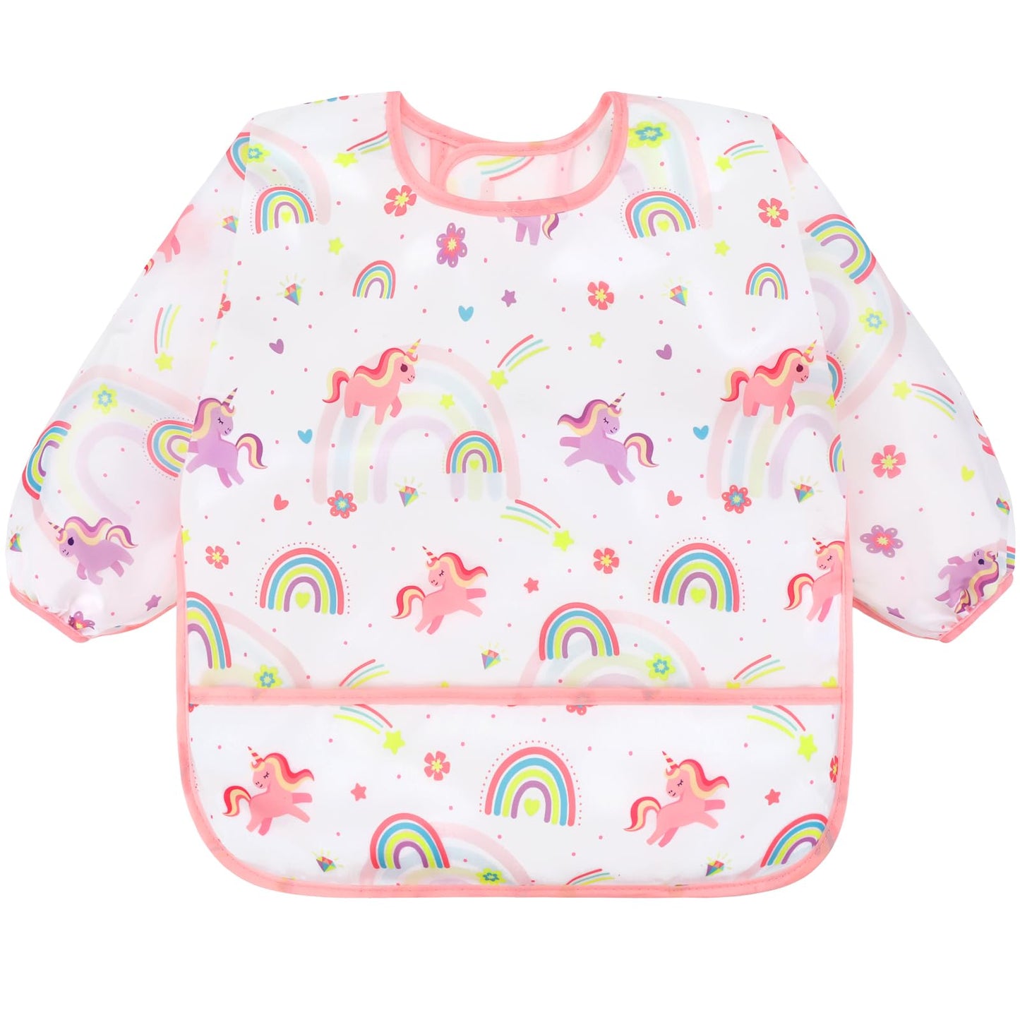 Accmor 4 Pack Long Sleeve Bibs, Baby Smock Waterproof Sleeved Bib Smock for Baby Toddler 6-24 Months