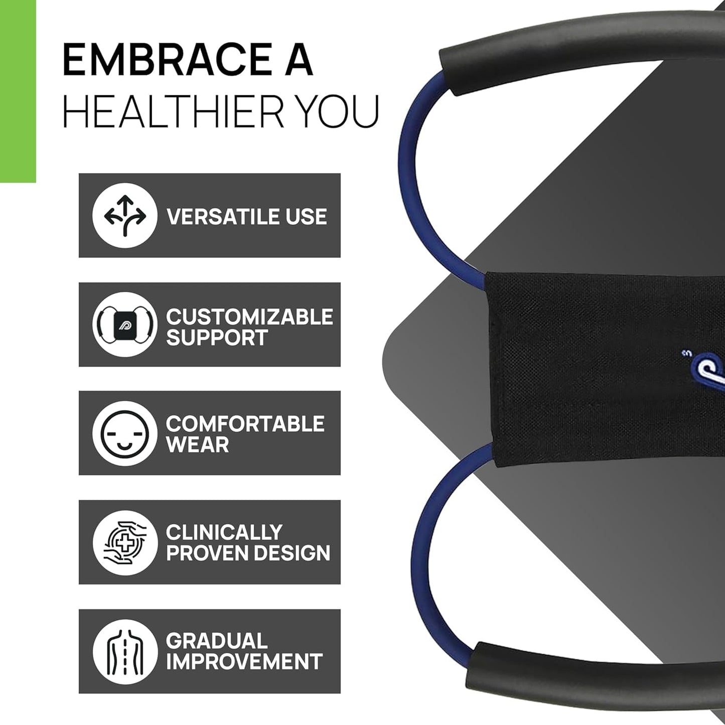 PRIMEKINETIX PostureMedic Dynamic Posture Brace for Neck and Back Support -For Enhanced Shoulder Alignment, Posture Improvement & Stretching- M(Green)