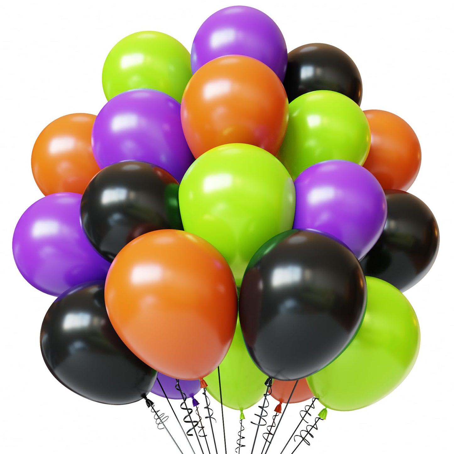 Halloween Balloons, 50pcs 12 inch Orange Black Green Purple Balloons for Halloween Theme Party Supplies Birthday Party Decorations