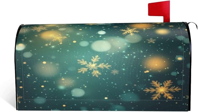 Festive Magnetic Mailbox Cover Snowflake Winter Outdoor Mailbox Protector Holiday Seasonal Decorative Garden Yard Home Standard Size 21 x 18 Inch