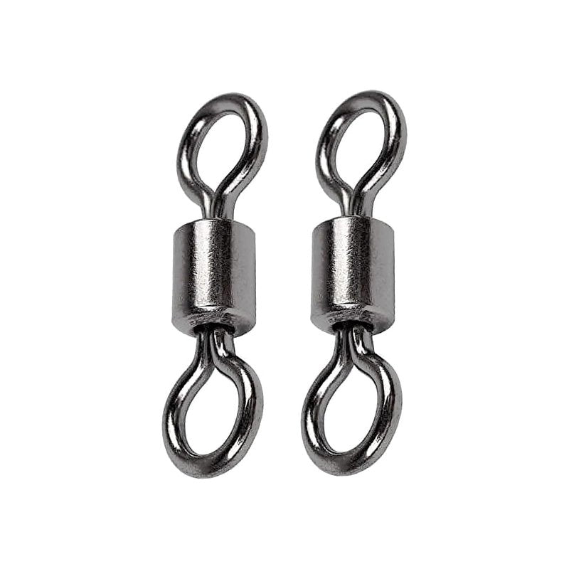 QISHUO Stainless Steel Swivels Fishing Lure Barrel Saltwater Swivel Fishing Strength Quick Change Fishing Swivels Rolling Black Nickel, 25pcs, 221lbs