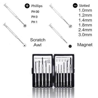 11PCS Mini Screwdriver Set, Small Tools with 11 Different Size Flathead and Phillips Screwdrivers, Precision Screwdriver Set for Jewelry, Watch, iPhone, Toys, Computer, Eyeglass Repair