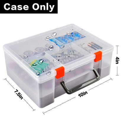Battery Organizer Holder with Batteries Tester Checker, 120+ Storage Containers Box Case Fits for AA AAA 9V C D Lithium 3V LR44 CR2016 CR1632 CR2032 CR2025 (Batteries Not Includes) -Transparent