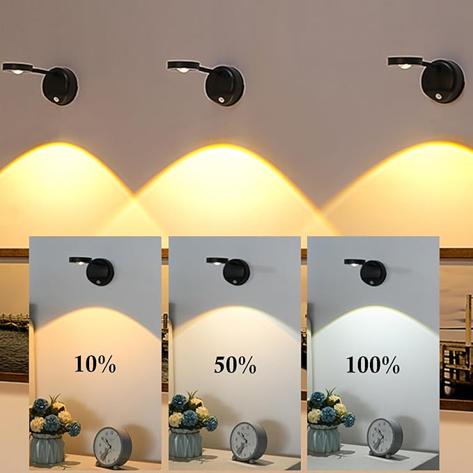 Wireless Picture Light Battery Operated Set of 2, Painting Light with Motion Sensor and Remote Control, Stepless Dimming Art Display Light for Picture Frame (Black)