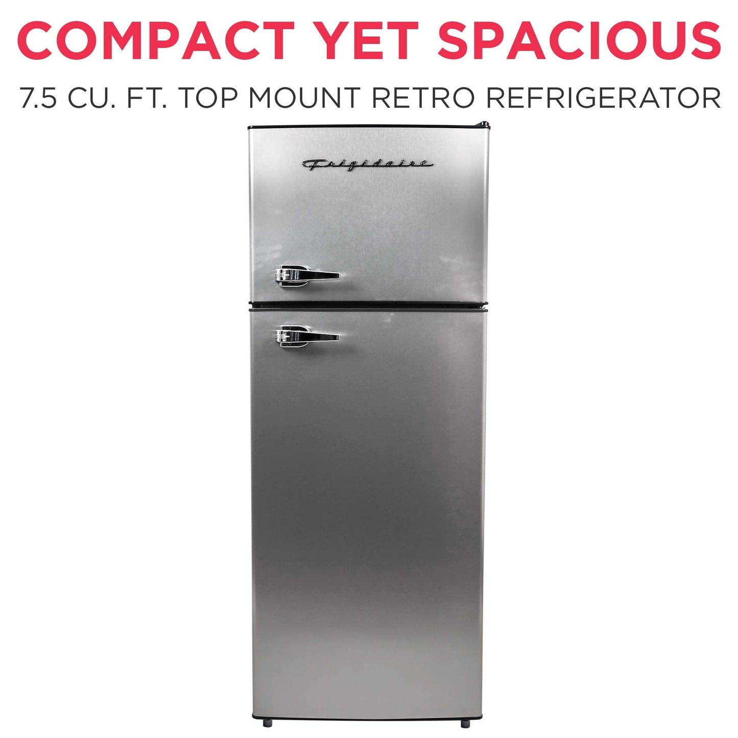 Frigidaire, 2 Door Apartment Size Refrigerator/Freezer Combo, 7.5 cu ft, Platinum Series, Stainless, 23" D x 21.5" W x 55.5" H