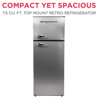 Frigidaire, 2 Door Apartment Size Refrigerator/Freezer Combo, 7.5 cu ft, Platinum Series, Stainless, 23" D x 21.5" W x 55.5" H