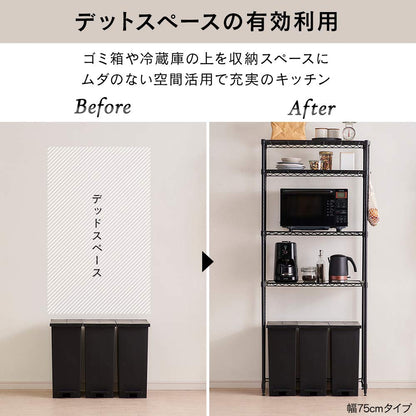 IRIS OHYAMA 3-Shelf Minimalist Adjustable Kitchen Storage Rack, Width 21.7 x Depth 13.8 x Height 70.9 inches (55 x 35 x 180 cm), Load Capacity 220.5 lbs (100 kg), Kitchen Appliance Storage Shelf