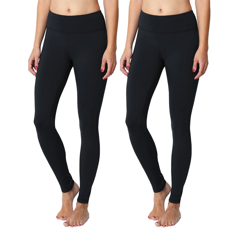baleaf Women's Fleece Lined Leggings Thermal Warm Winter Leggings High Waisted Yoga Pants Cold Weather Inner Pocket 2-Pack Black/Black XXL