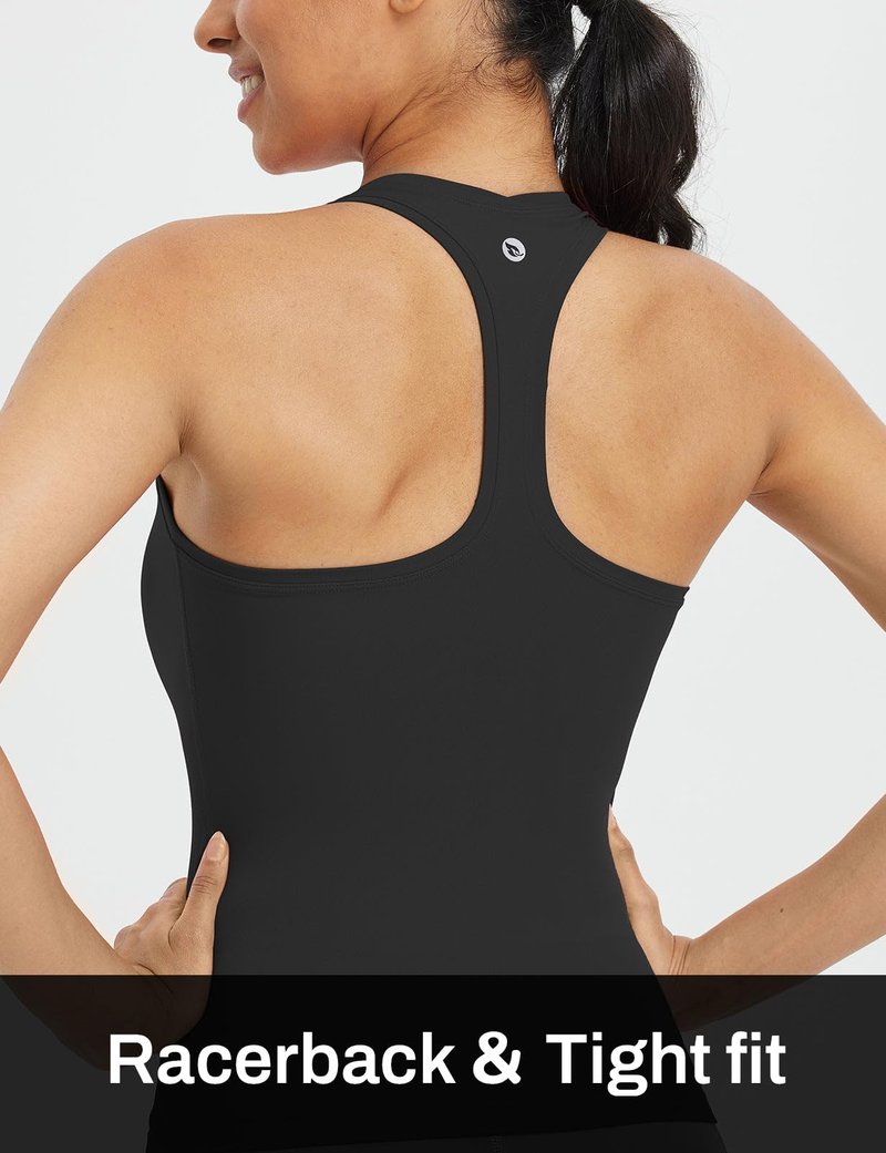 baleaf Womens Workout Racerback Tank Tops Racer Back Yoga Gym Athletic Running Sleeveless Shirts Camisole Black 2XL