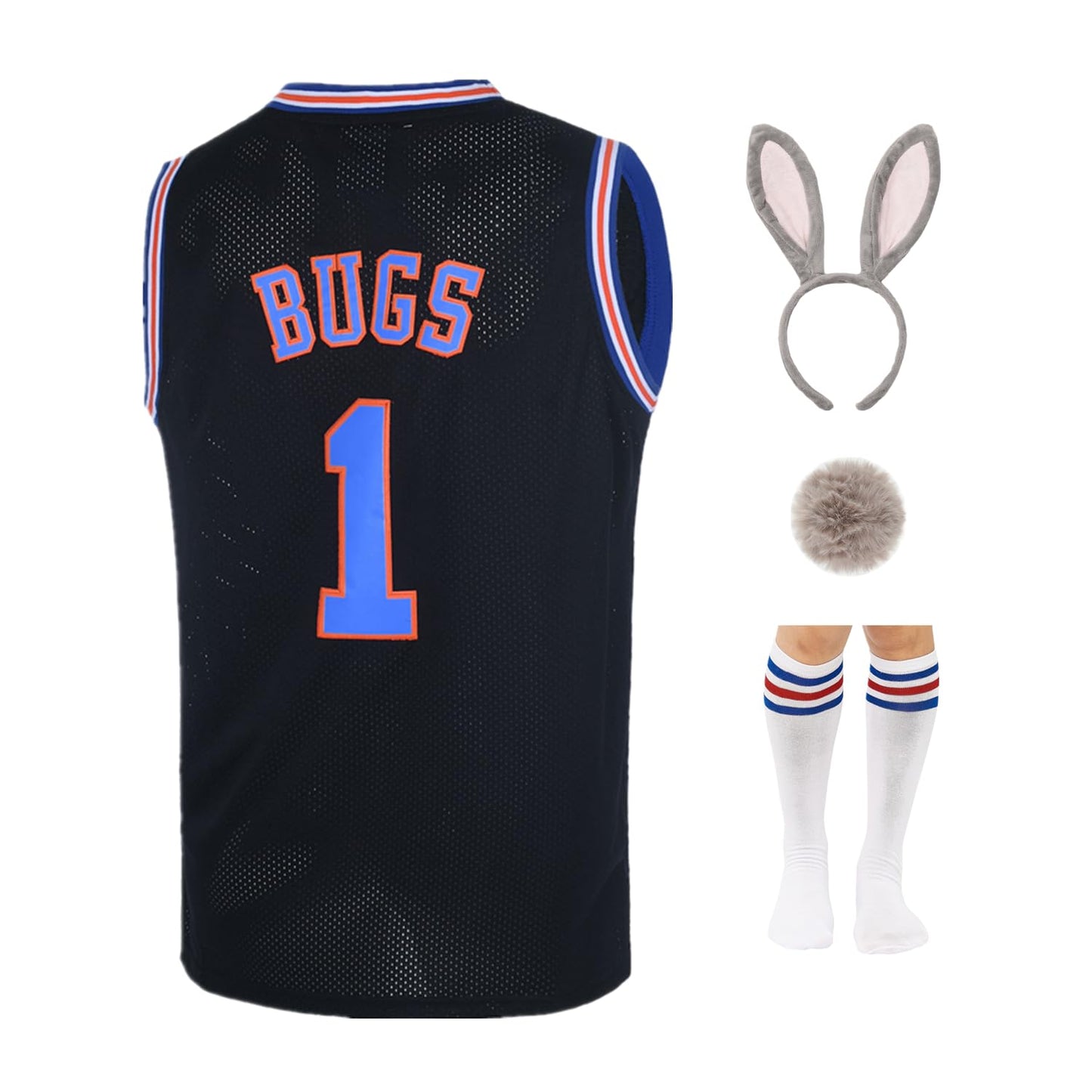 TUEIKGU Mens #1 Bugs #10 Lola Couples Halloween Costume Sets Basketball Jersey for Women (Black1, Large)