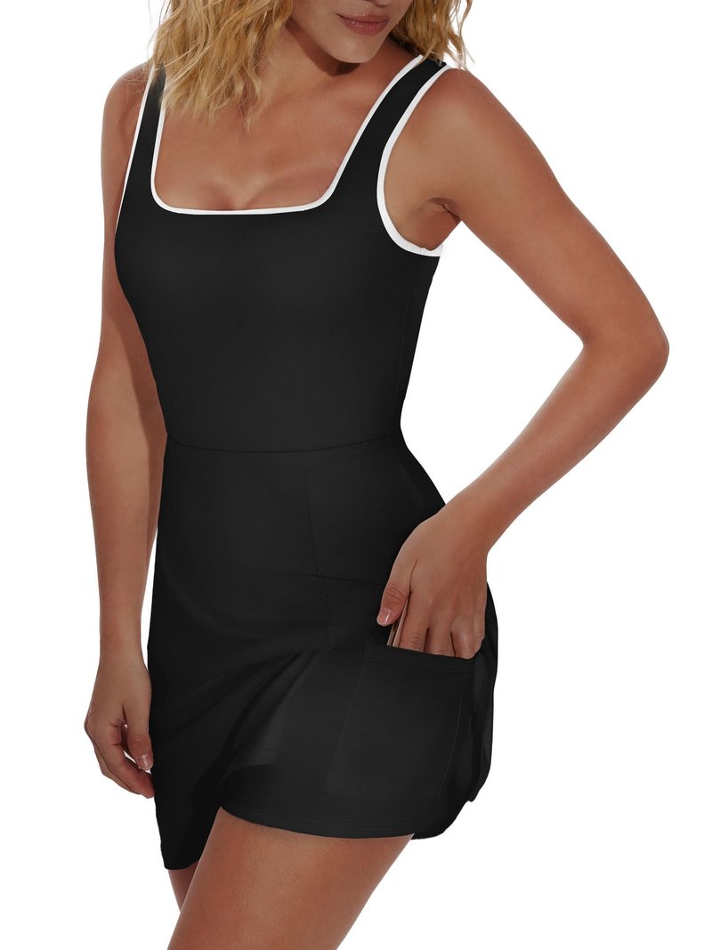OFEEFAN Womens Athletic Dress Tennis Golf Bodycon Workout Active Skort Summer Clothes Casual Graduation Concert Date Spring OutfitsWhite Trim 2XL