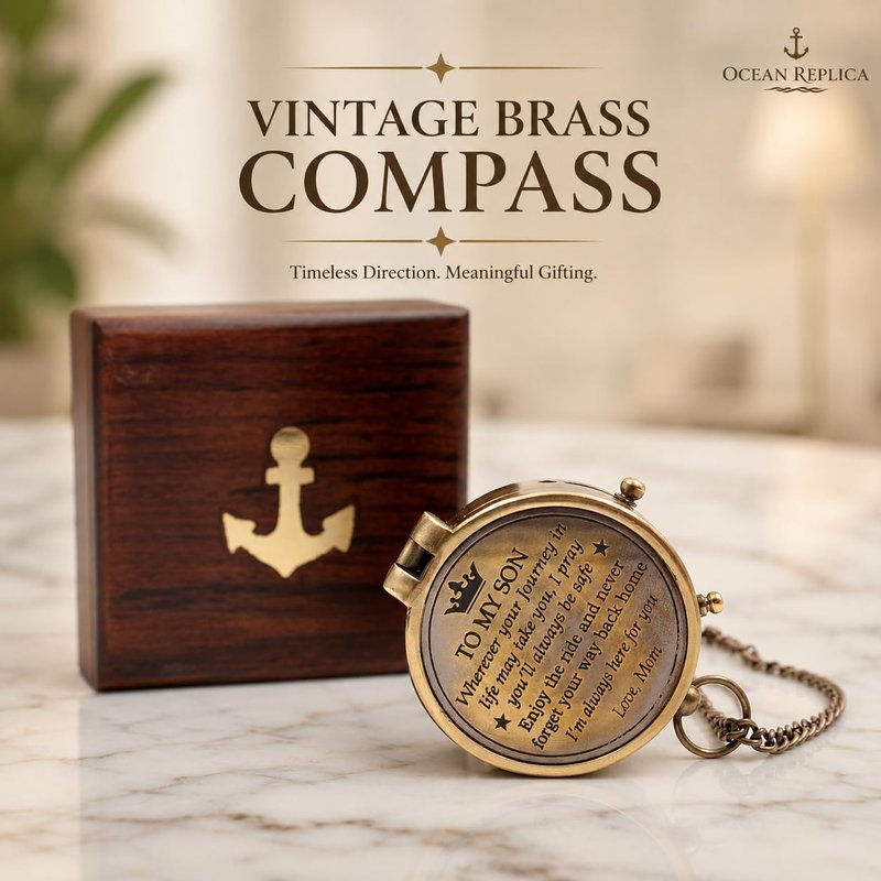Mom to Son Compass – Engraved Compass Gift for Son from Mom – Birthday, Graduation, Confirmation, Parting or Sailor Gift – Inspirational Keepsake for Boys & Men
