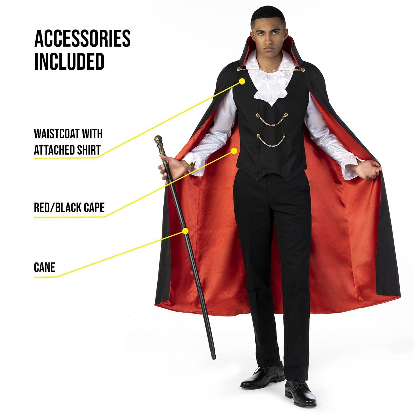 Morph Vampire Costume Men, Male Vampire Costume, Adult Dracula Costumes for Halloween, Halloween Costumes For Men, X-Large