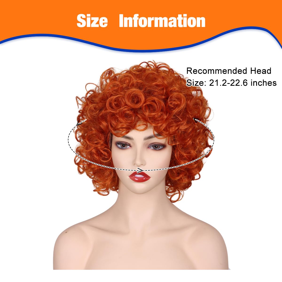 ColorGround Short Fluffy Curly Orange Red Cosplay Wig Women Costume for Halloween
